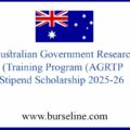 Australian Government Research Training Program (AGRTP) Stipend Scholarship 2025-26