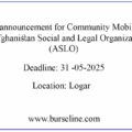 Job announcement for Community Mobiliser at Afghanistan Social and Legal Organization (ASLO)