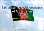 List of names of 34 provinces of Afghanistan along with their districts